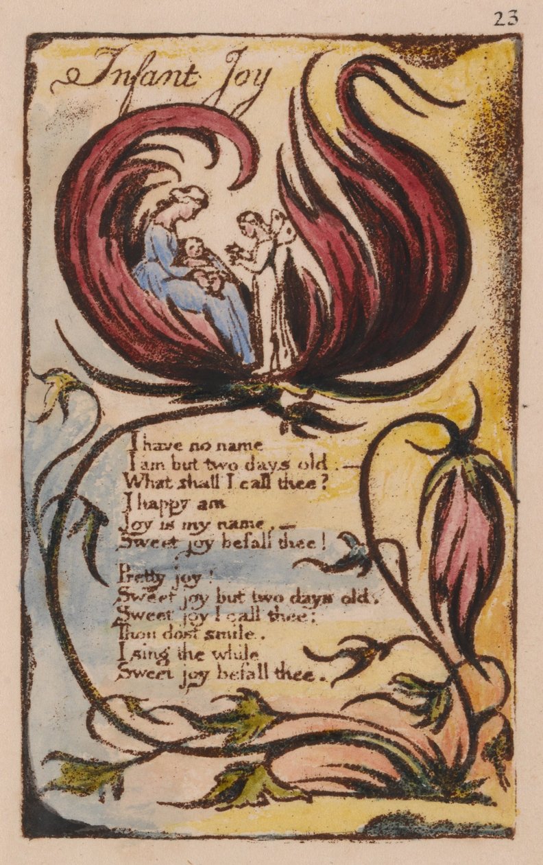 Viattomuuden ja kokemuksen lauluja, levy 23, lapsen ilo (Bentley 25) tekijältä William Blake