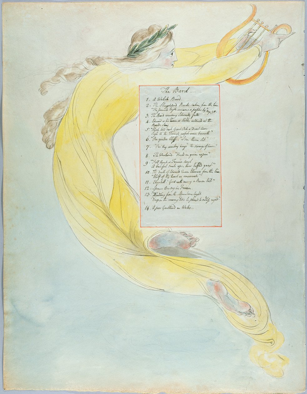 "The Bard", design 52 teoksesta "The Poems of Thomas Gray", 1797-98 (wc kynällä ja mustalla musteella paperille) tekijältä William Blake