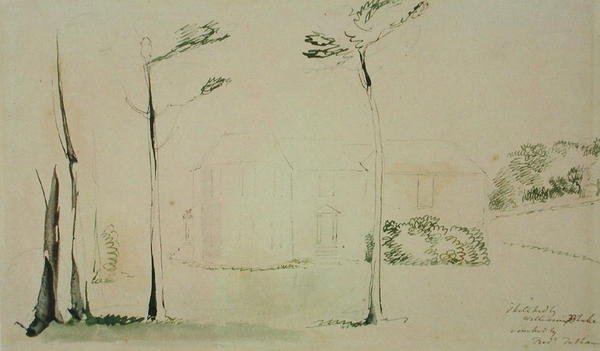 Hayleys Housen eteinen Earthamissa, 1801 (kynä ja muste ja wc grafiitin päällä paperilla) tekijältä William Blake