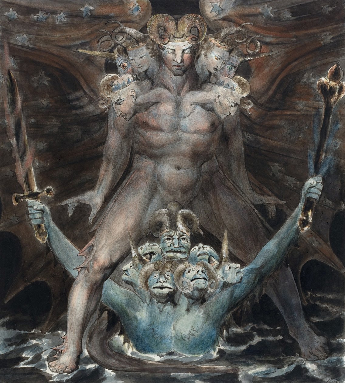 Suuri punainen lohikäärme ja peto merestä tekijältä William Blake