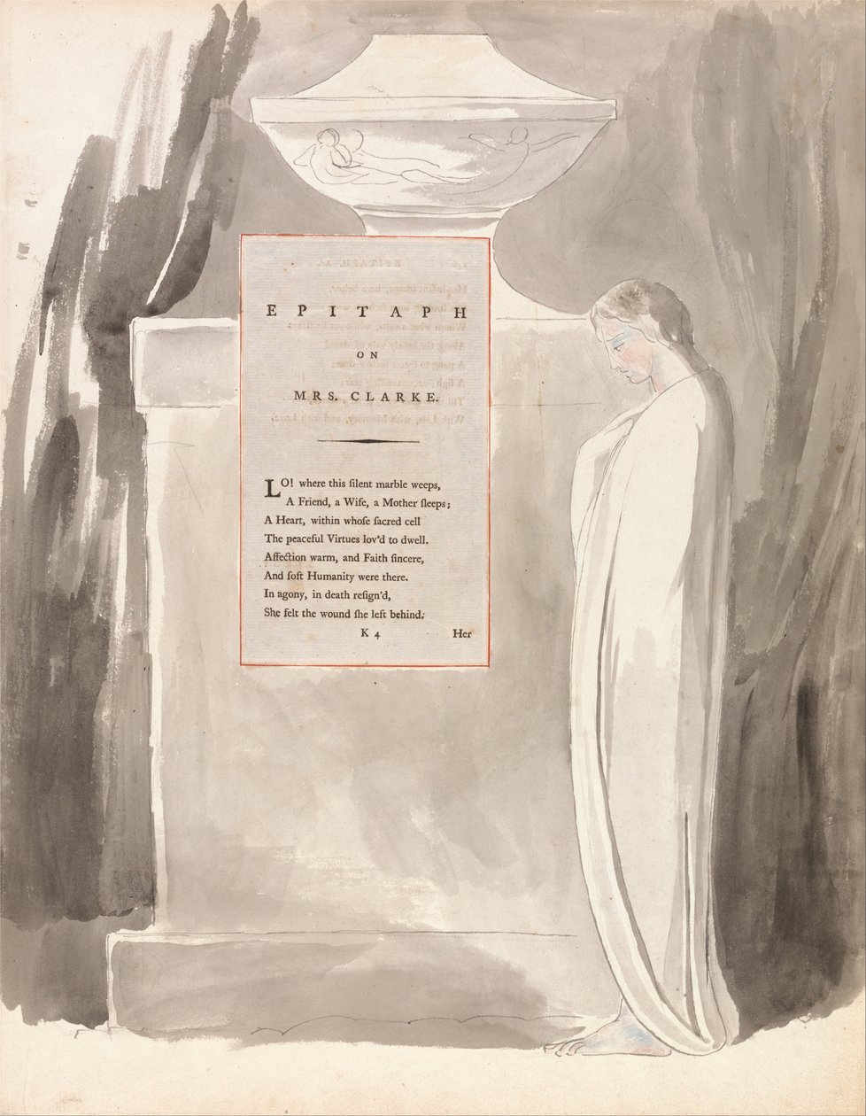 The Thomas Grayn runot, Suunnittelu 103, Epitaph on Mrs. Clarke. tekijältä William Blake