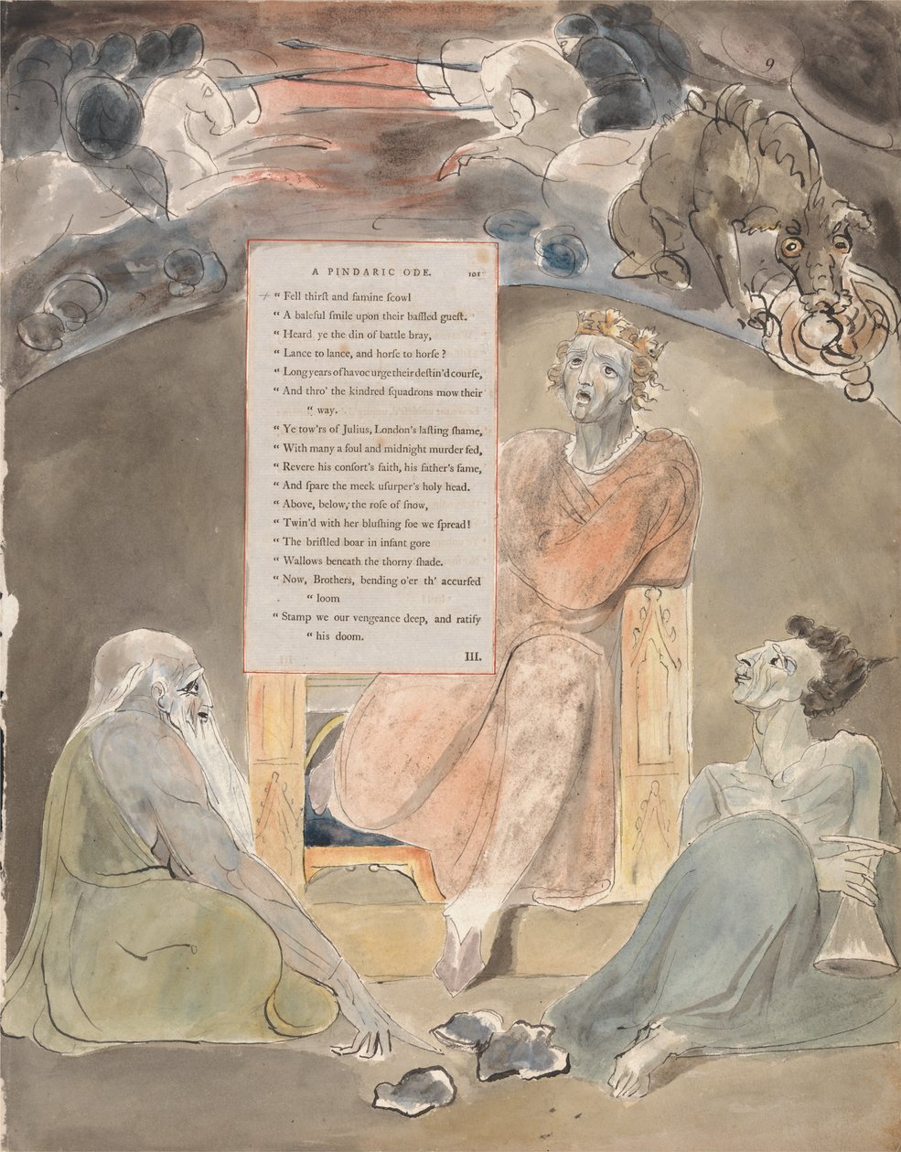 Thomas Greyn runot, muotoilu 61, The Bard. tekijältä William Blake