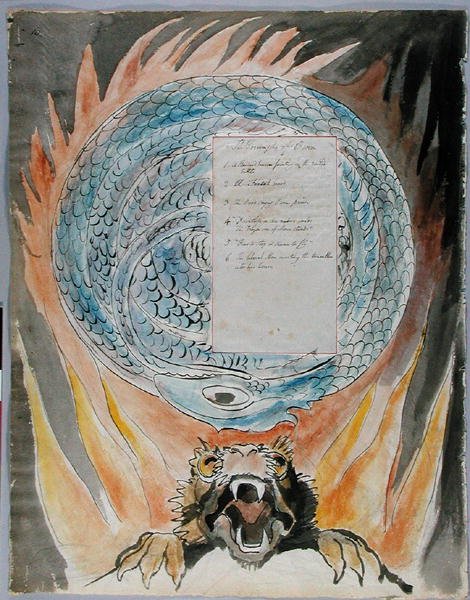 The Triumphs of Owen, malli 86 teoksesta The Poems of Thomas Gray, 1797-1798 (wc ja tussi paperille). tekijältä William Blake