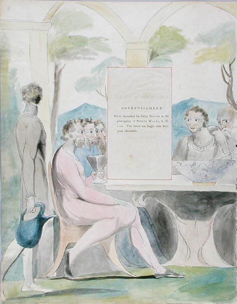 The Triumphs of Owen, design 88 teoksesta The Poems of Thomas Gray, 1797-98 (wc kynällä ja musteella paperille) tekijältä William Blake