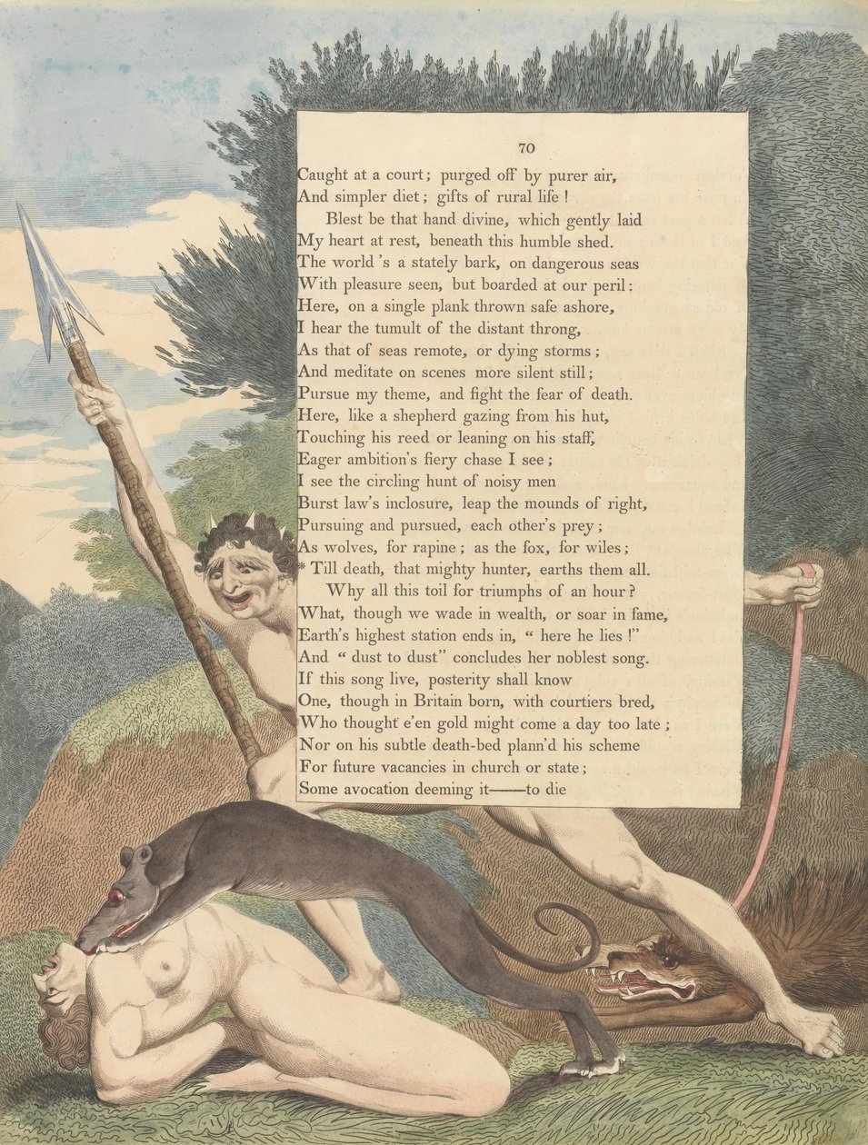 Nuoret yöajatukset, Sivu 70, Kuolemaan asti, tuo mahtava metsästäjä, maa on ne kaikki tekijältä William Blake