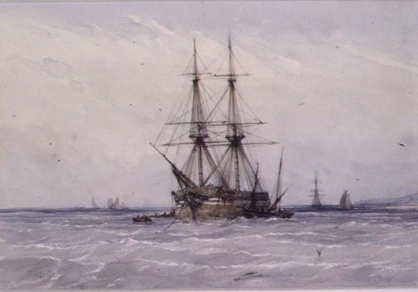Brig at Anchor ja Boats rinnalla tekijältä William Callow