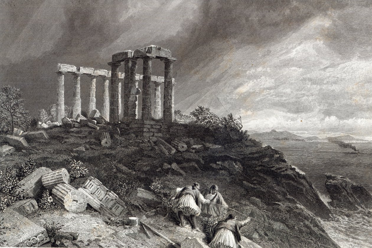 Minerva Suniumin temppeli, kaiverrettu J. Saddlerin toimesta. tekijältä William Crimea Simpson