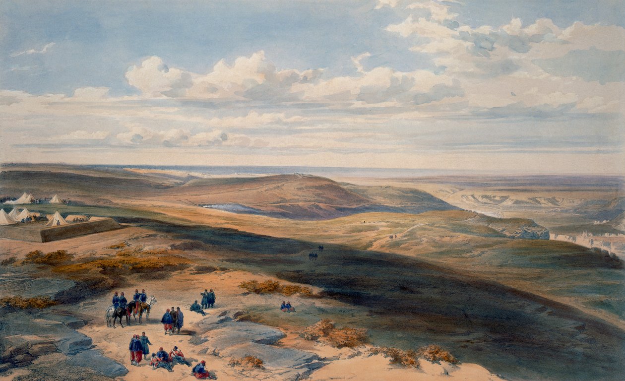 Inkermanin kenttä, levy teoksesta "The Seat of War in the East", julkaisija Paul ja Dominic Colnaghi ja kumppanit, 1856. tekijältä William Crimea Simpson
