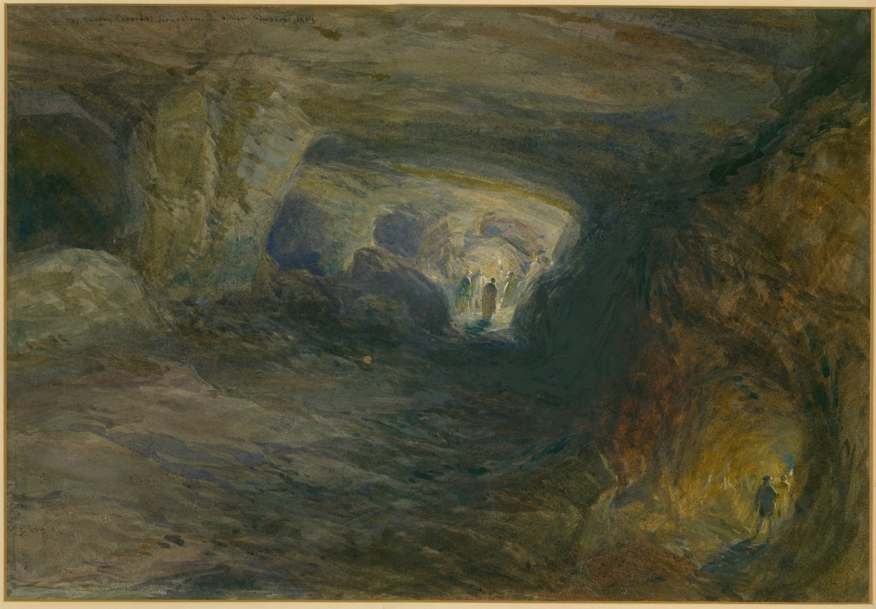 The Quarry Caverns, Jerusalem, 1869 (wc ja kynä paperille) tekijältä William Crimea Simpson