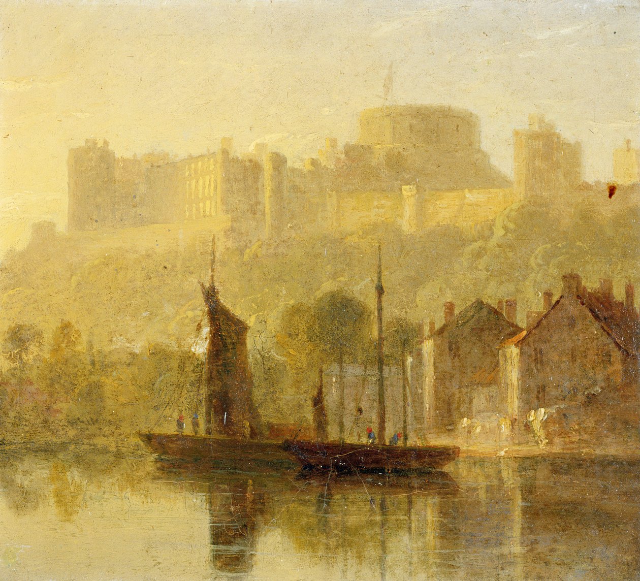 Windsorin linna Thamesista (öljy myllylevylle) tekijältä William Daniell