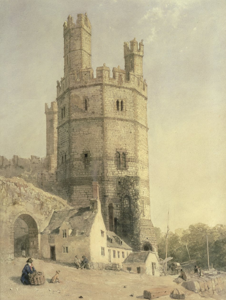 Caernarfonin linna, n. 1842-52 tekijältä William Evans