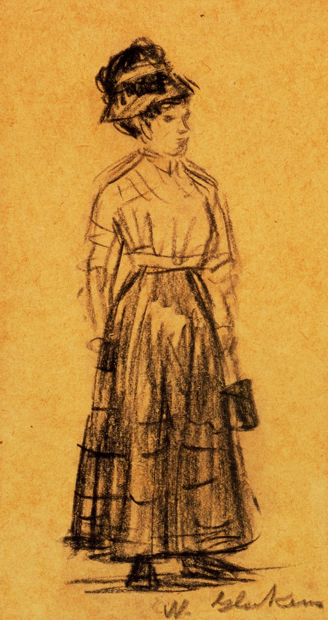 Nainen mustassa hatussa ja mustahameessa tekijältä William James Glackens