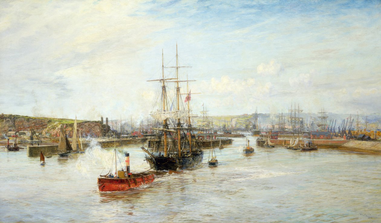 Sisäänkäynti Barry Dockiin, Etelä-Walesiin, 1897 tekijältä William Lionel Wyllie