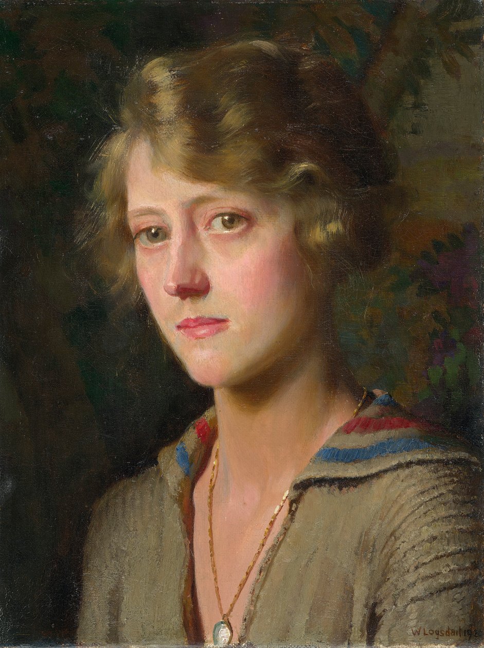 Mary, taiteilijan tytär, 1920 (öljy levylle asetettu paneeliin) tekijältä William Logsdail