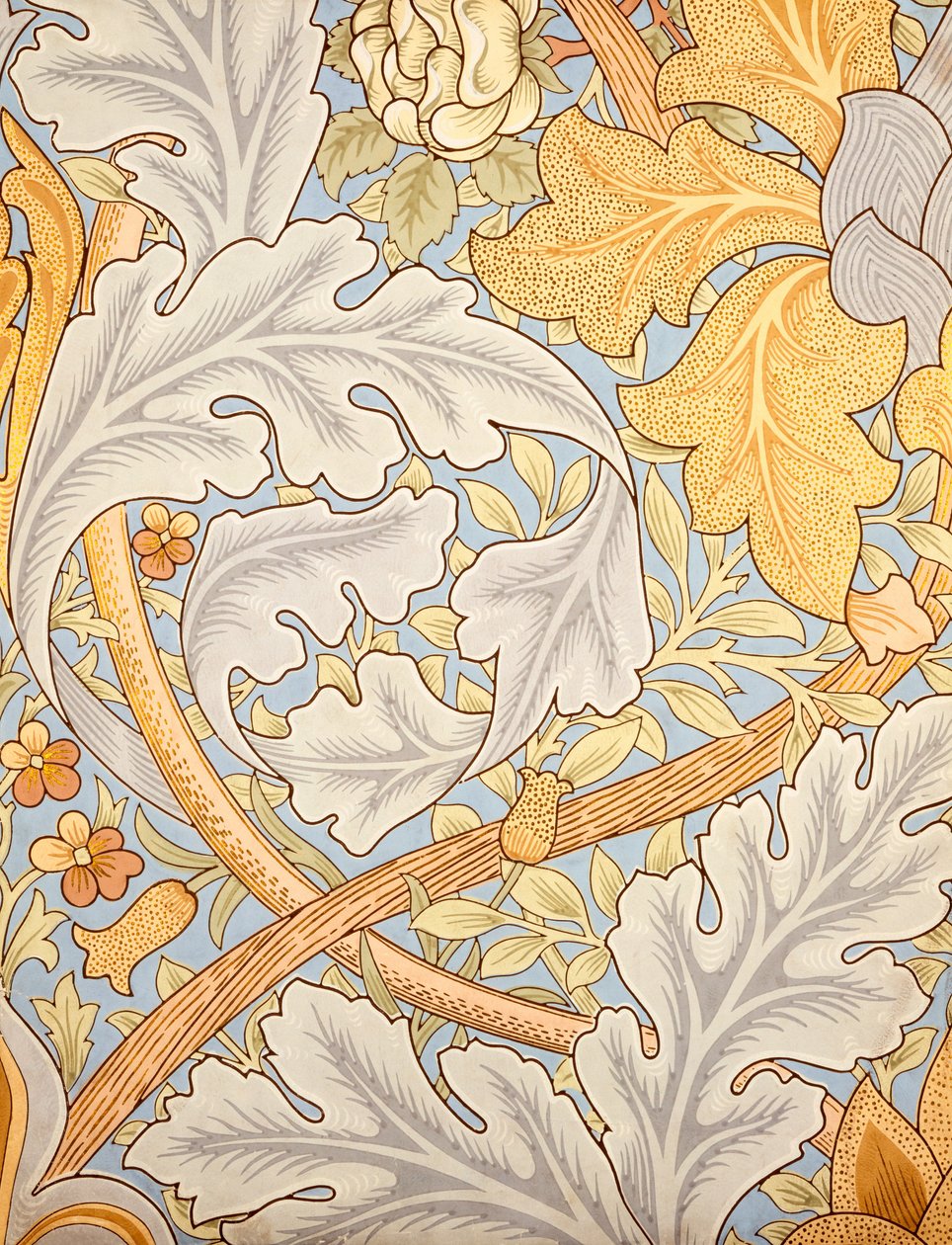 St James Wallpaper Design, 1881 (värillinen puupainatus paperille) tekijältä William Morris