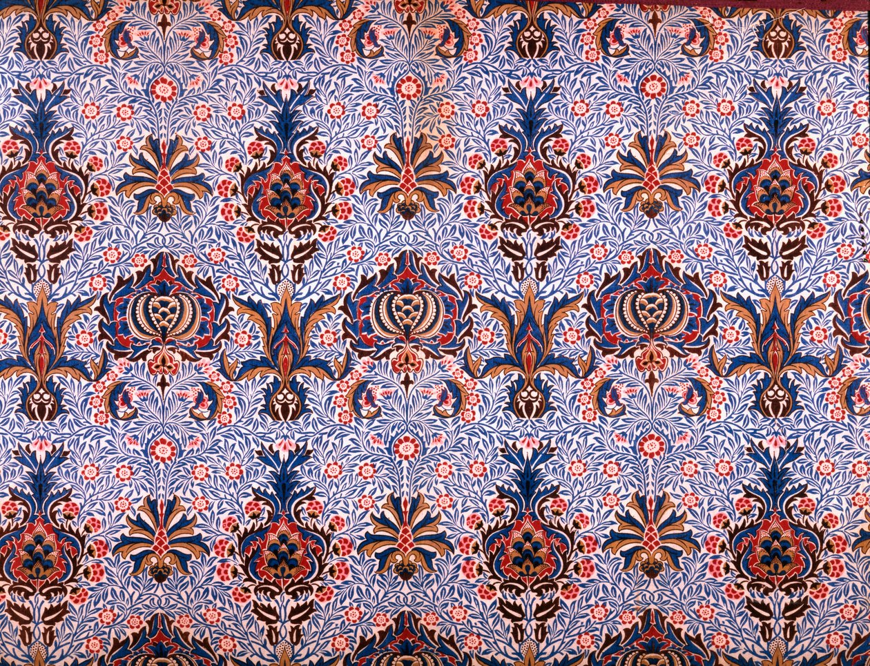 Tapettisuunnittelu, 1877 (värillinen puupiirros paperille) tekijältä William Morris