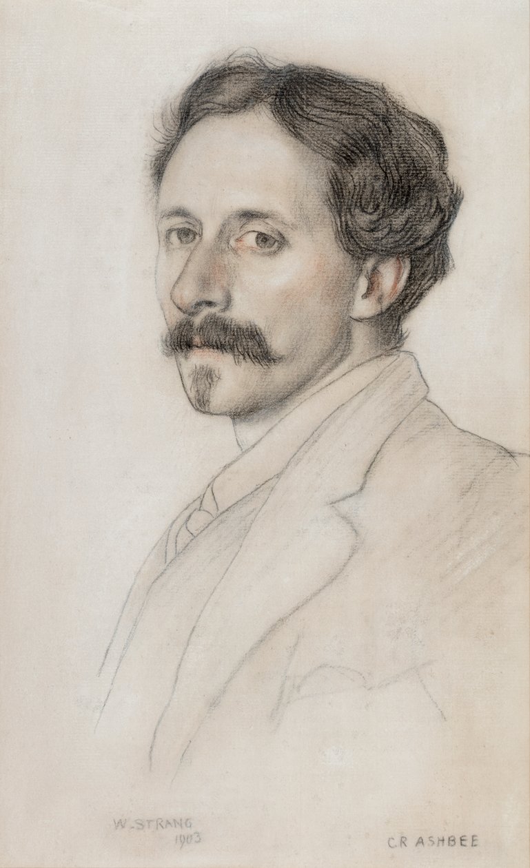Charles Robert Ashbeen (1863-1942) muotokuva 1903 (hiili ja liitu) tekijältä William Strang