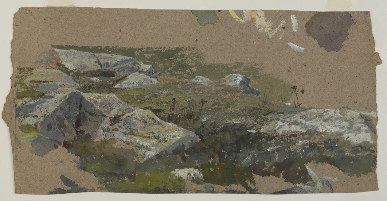 Study of Rocks, 1870-1880 (wc raskaalle ruskealle paperille) tekijältä William Trost Richards