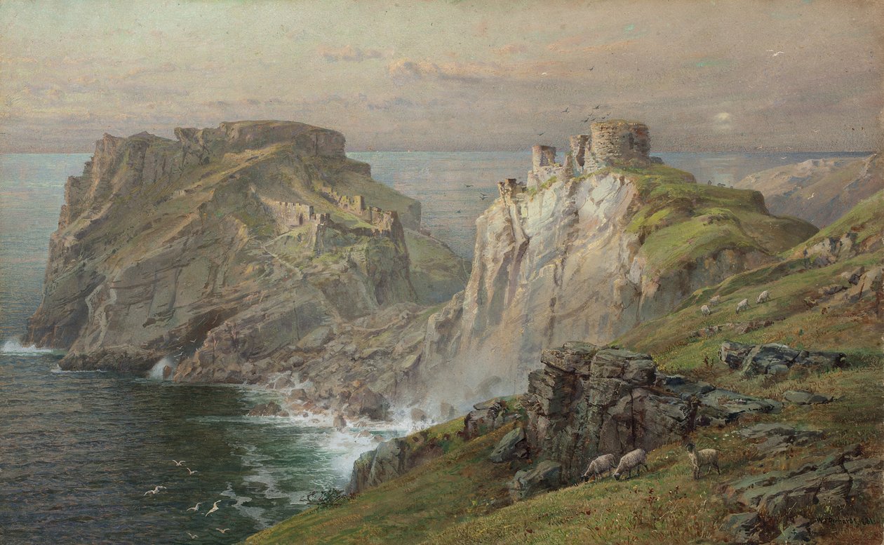 Tintagel, 1881 (wc paperille asennettuna levylle) tekijältä William Trost Richards