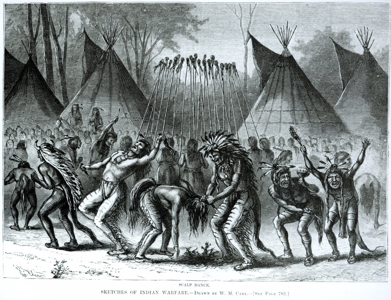 Scalp Dance elokuvasta "Sketches of Indian Warfare" tekijältä William de la Montagne Cary