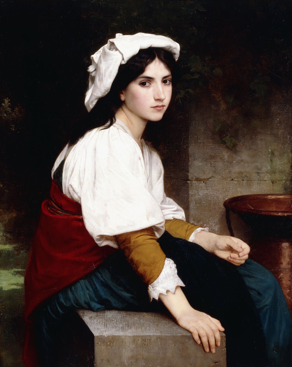 Italialainen tyttö suihkulähteen luona, 1870 tekijältä William Adolphe Bouguereau