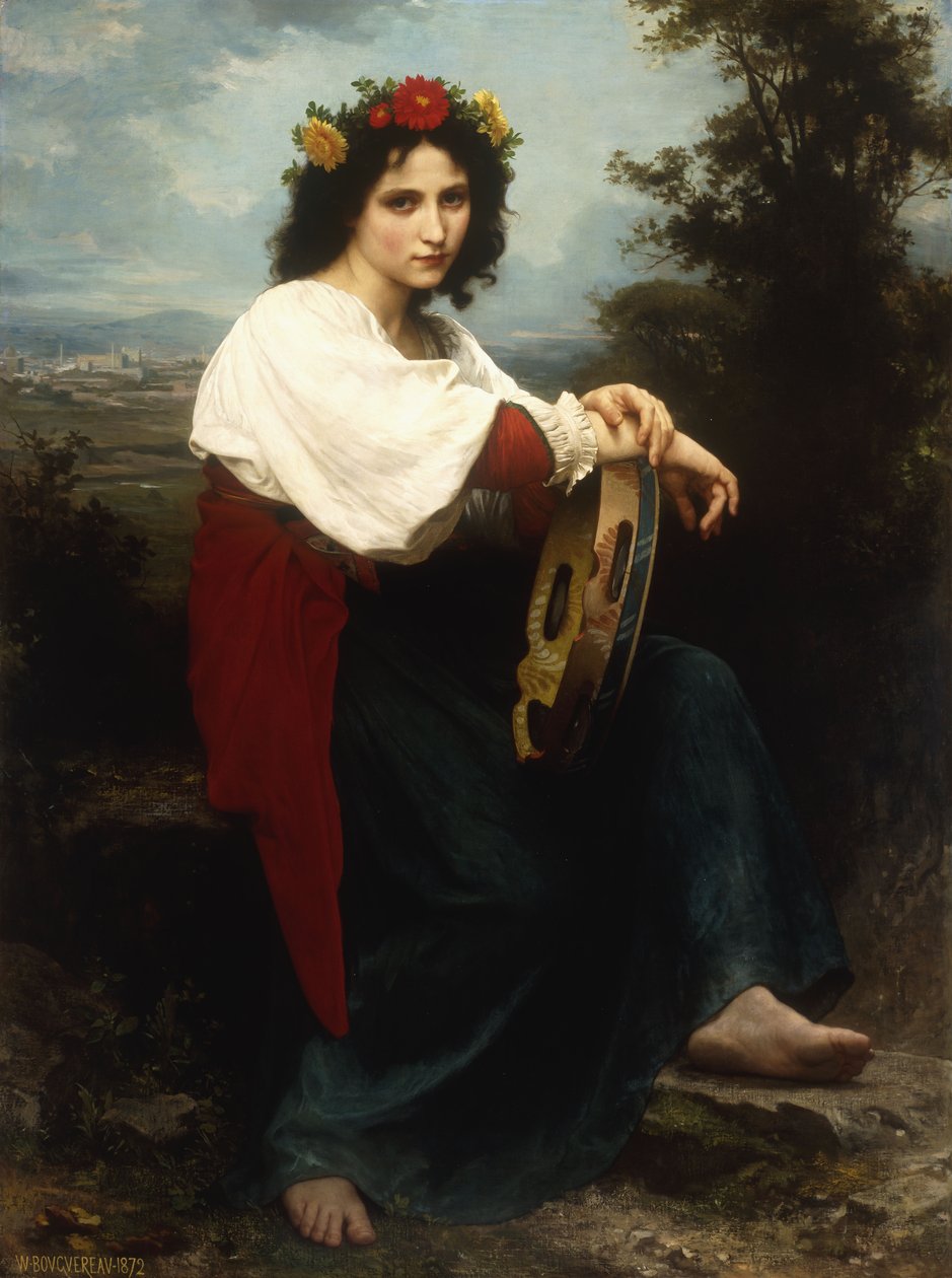 Italialainen nainen tamburiinin kanssa, 1872 tekijältä William Adolphe Bouguereau