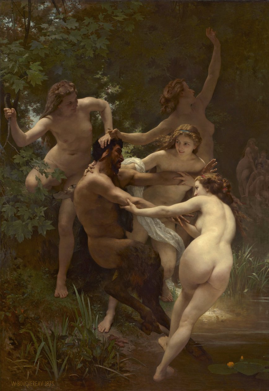 Nymfit ja satyyri, 1873 tekijältä William Adolphe Bouguereau
