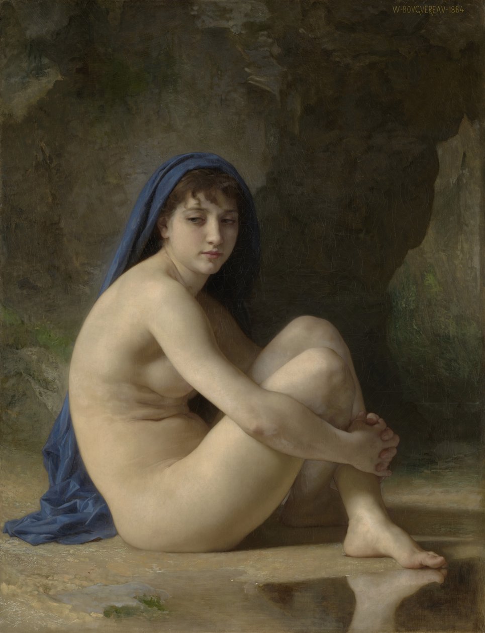 Istuva alastonkuva, 1884 tekijältä William Adolphe Bouguereau