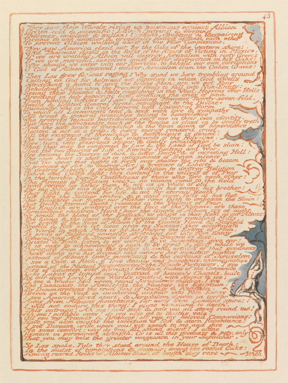 Jerusalem, levy 43, He näkivät pyöränsä ... tekijältä William Blake