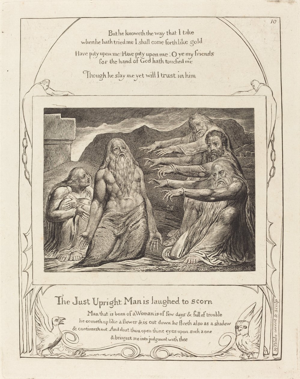 Jobia nuhtivat ystävänsä, 1825. tekijältä William Blake