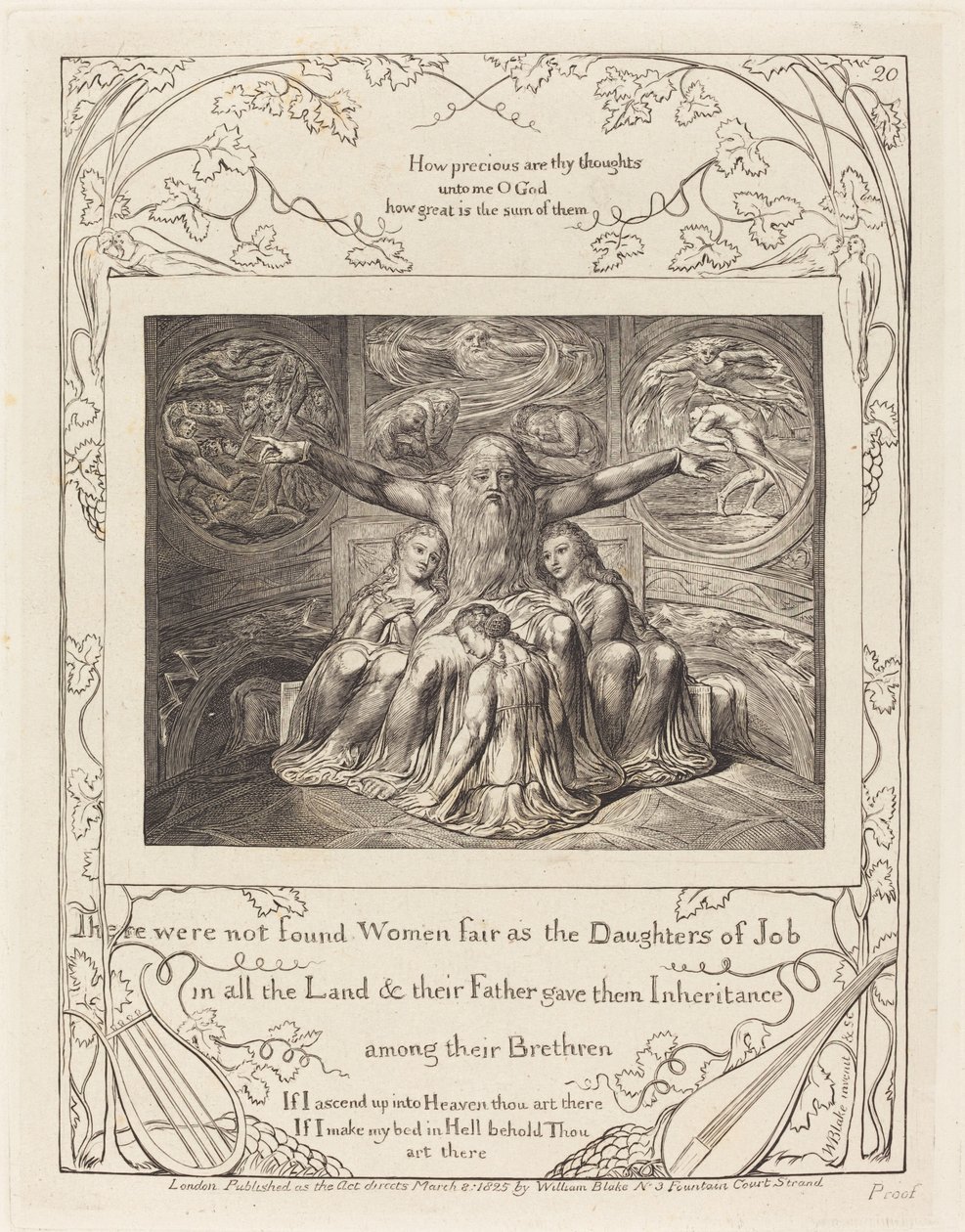 Job ja hänen tyttärensä, 1825. tekijältä William Blake