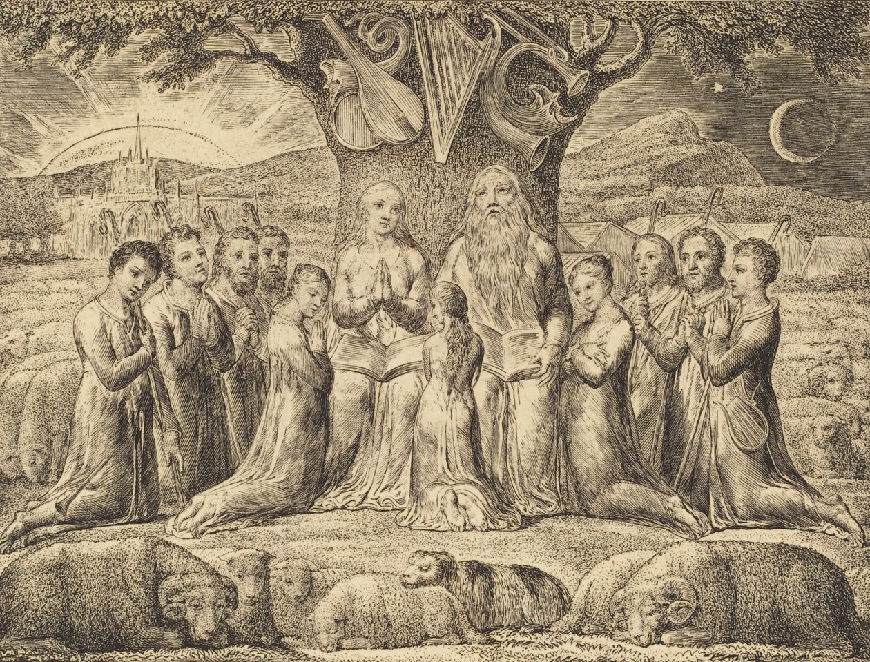 Job ja hänen perheensä, 1825. tekijältä William Blake
