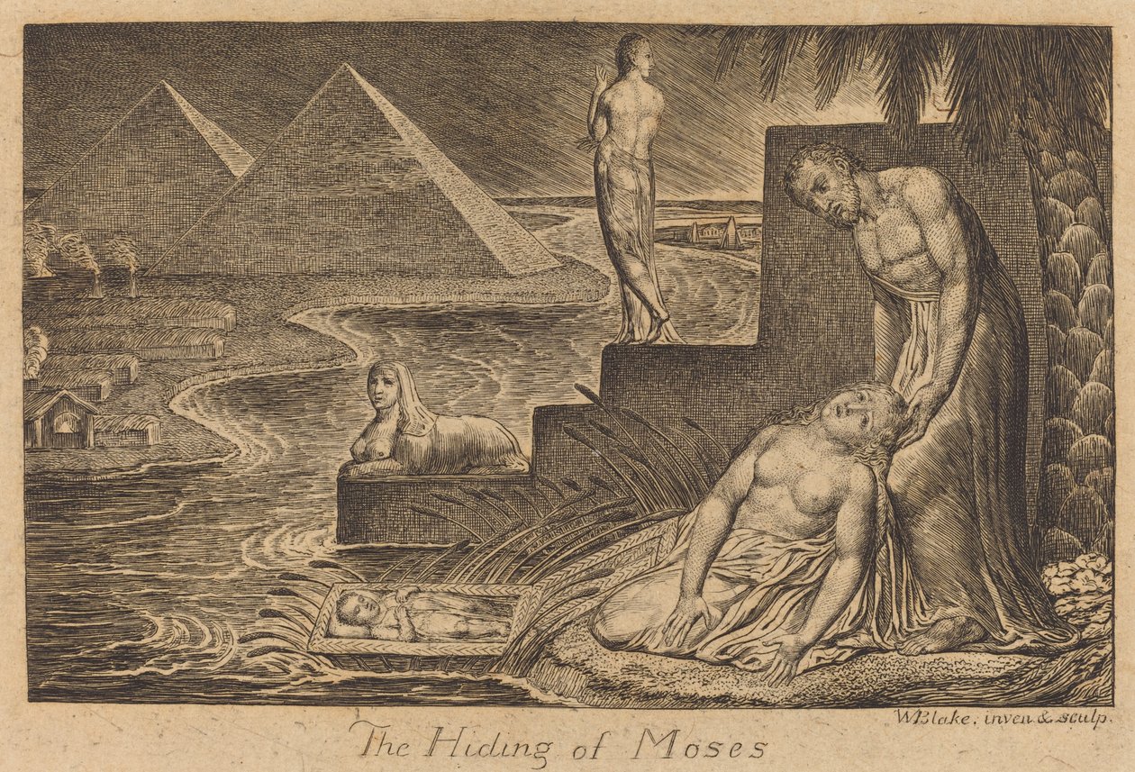 Mooseksen piiloutuminen, 1824. tekijältä William Blake