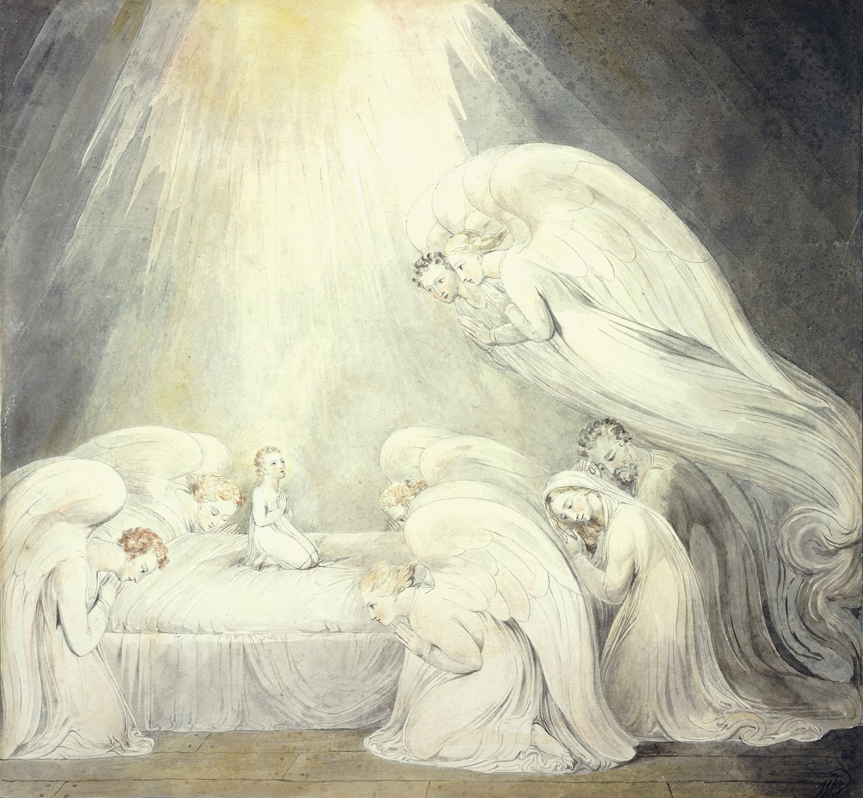 Jeesus-lapsi lausumassa rukouksensa, n. 1805 tekijältä William Blake