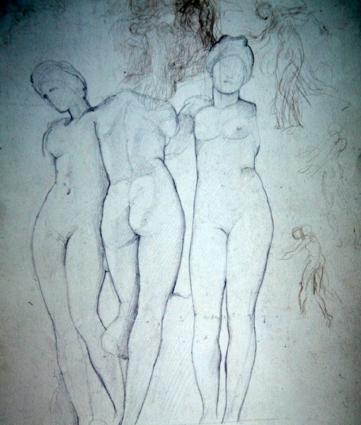 Kolme alastona (kynä paperille) tekijältä William Blake Richmond