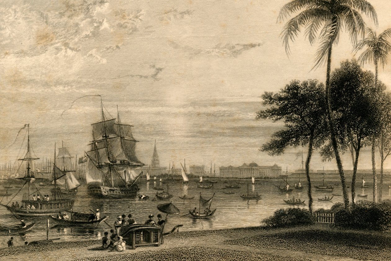Kalkutta, puutarhatalon ulottuvilta, 1835. tekijältä William Daniell