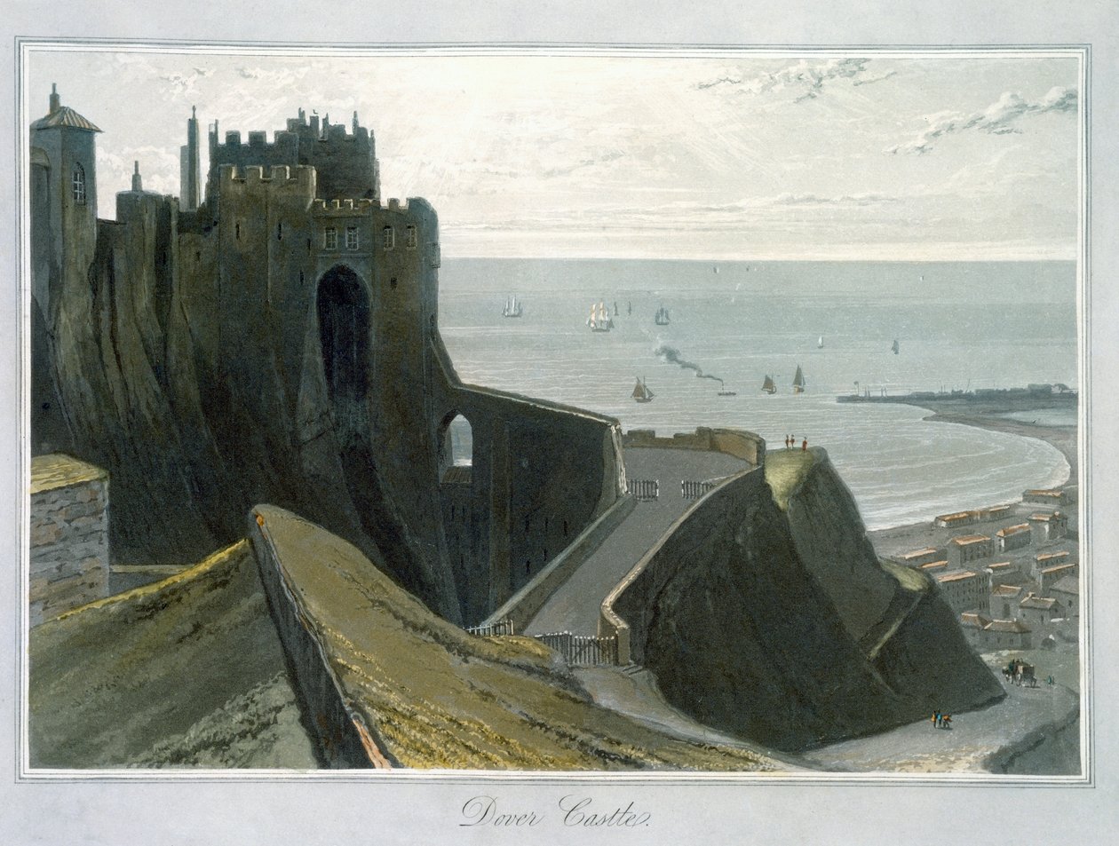 "Dover Castle", Kent, 1823 tekijältä William Daniell