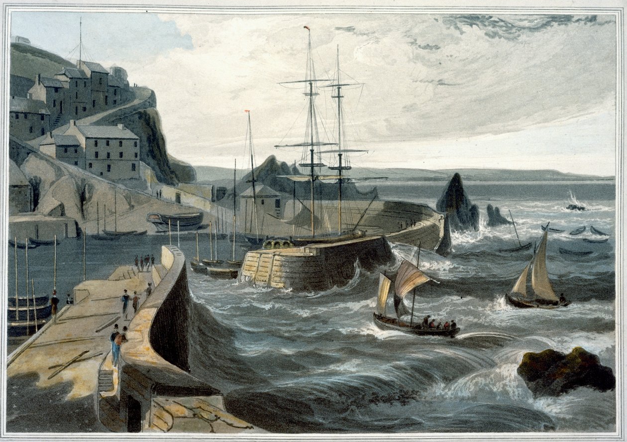 "Mevagissey, Cornwall", 1825 tekijältä William Daniell