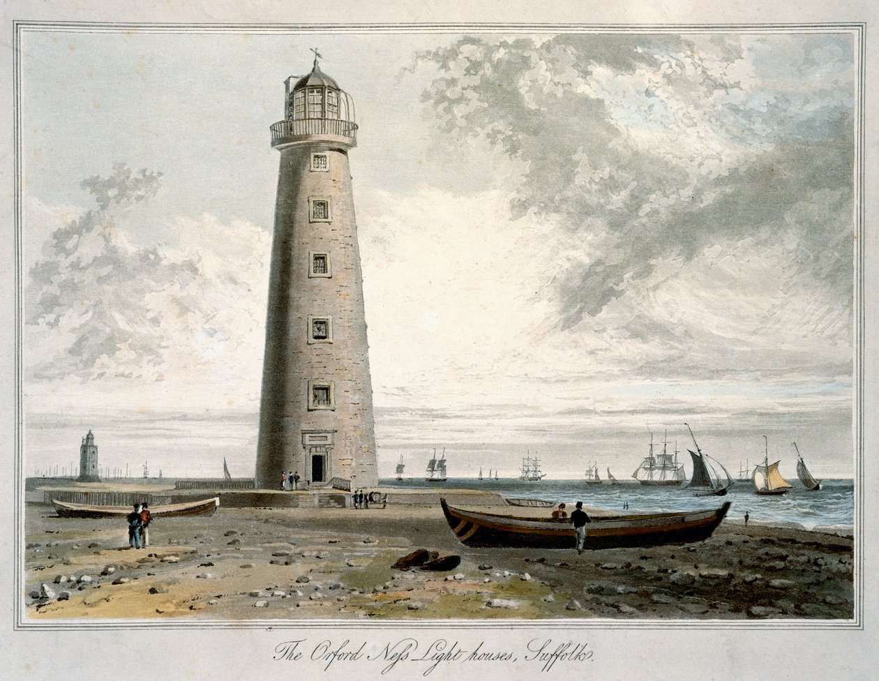 "Orford Nessin majakat, Suffolk", 1822 tekijältä William Daniell