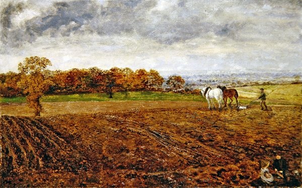 Kyntö Cheshiressä (öljy kankaalle) tekijältä William Davis