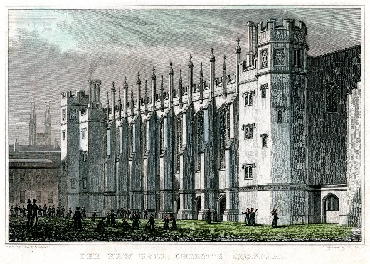 New Hall, Christs Hospital, Lontoo, 1828. tekijältä William Deeble