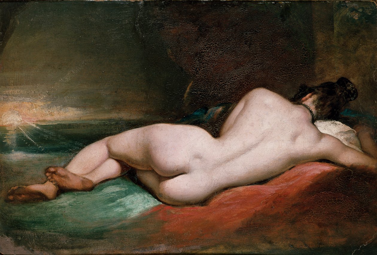 Alaston nainen makuuasennossa, 1800-luvun alku. tekijältä William Etty