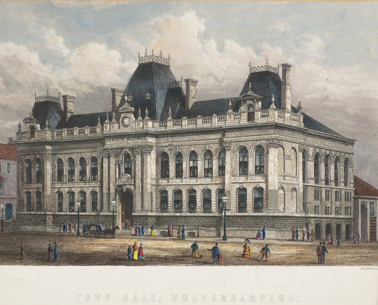 Kaupungintalo, Wolverhampton, n. 1871 tekijältä William Greatbach