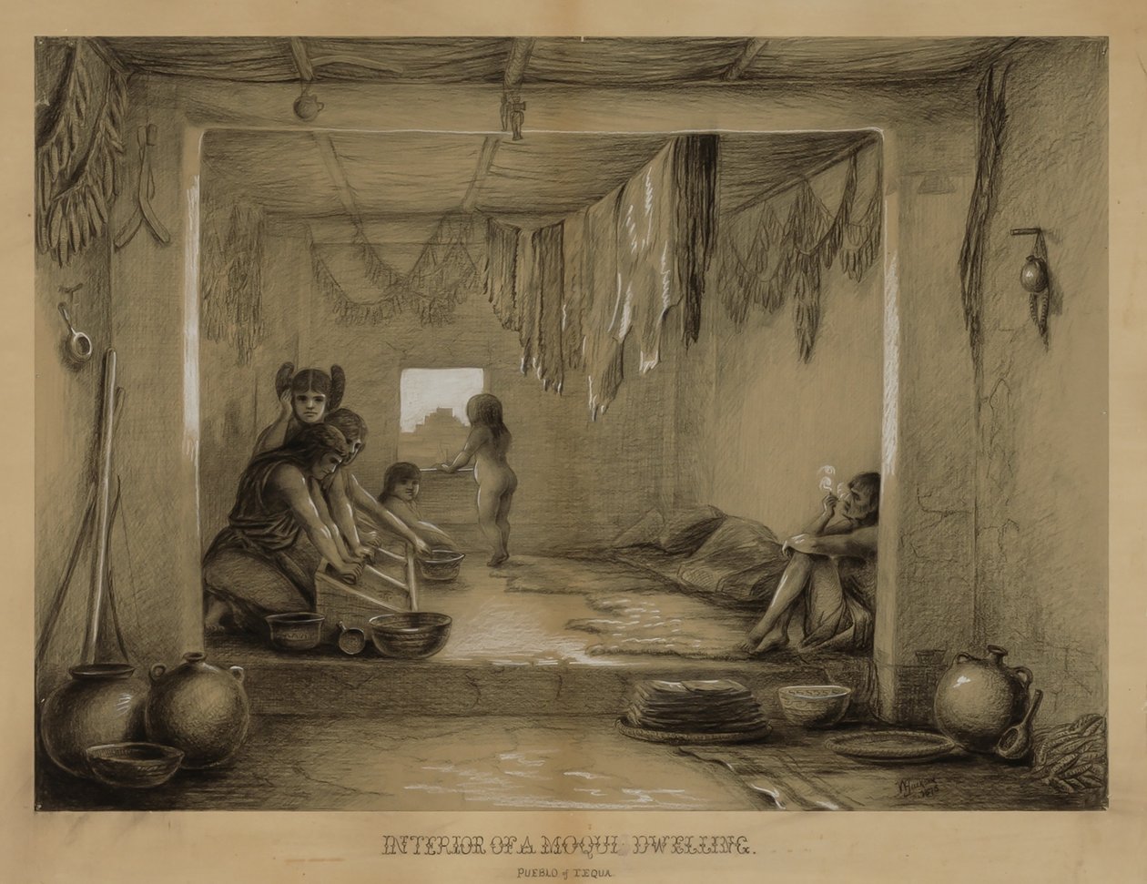 Hopi-asunnon sisätilat tekijältä William H. Jackson
