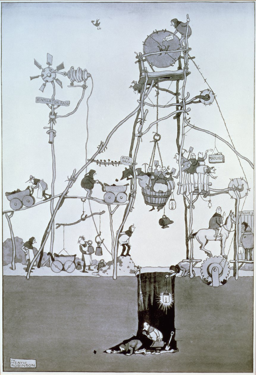 Kuopan pää, noin 1930 tekijältä William Heath Robinson