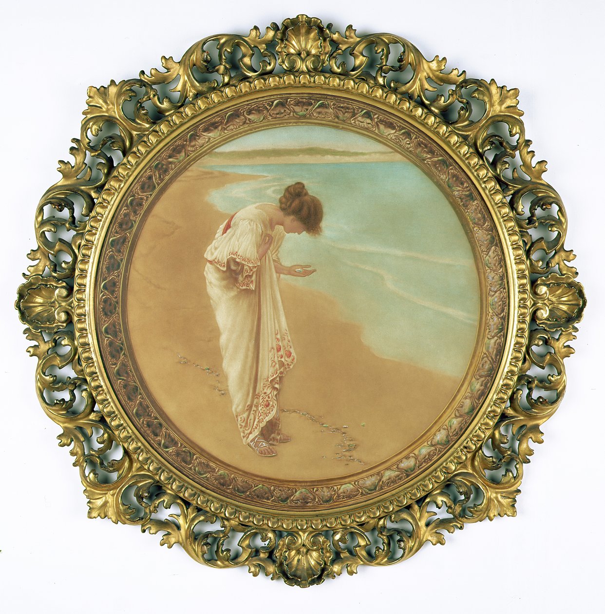 Merellä on helmiään (mezzotint) tekijältä William Henry Margetson