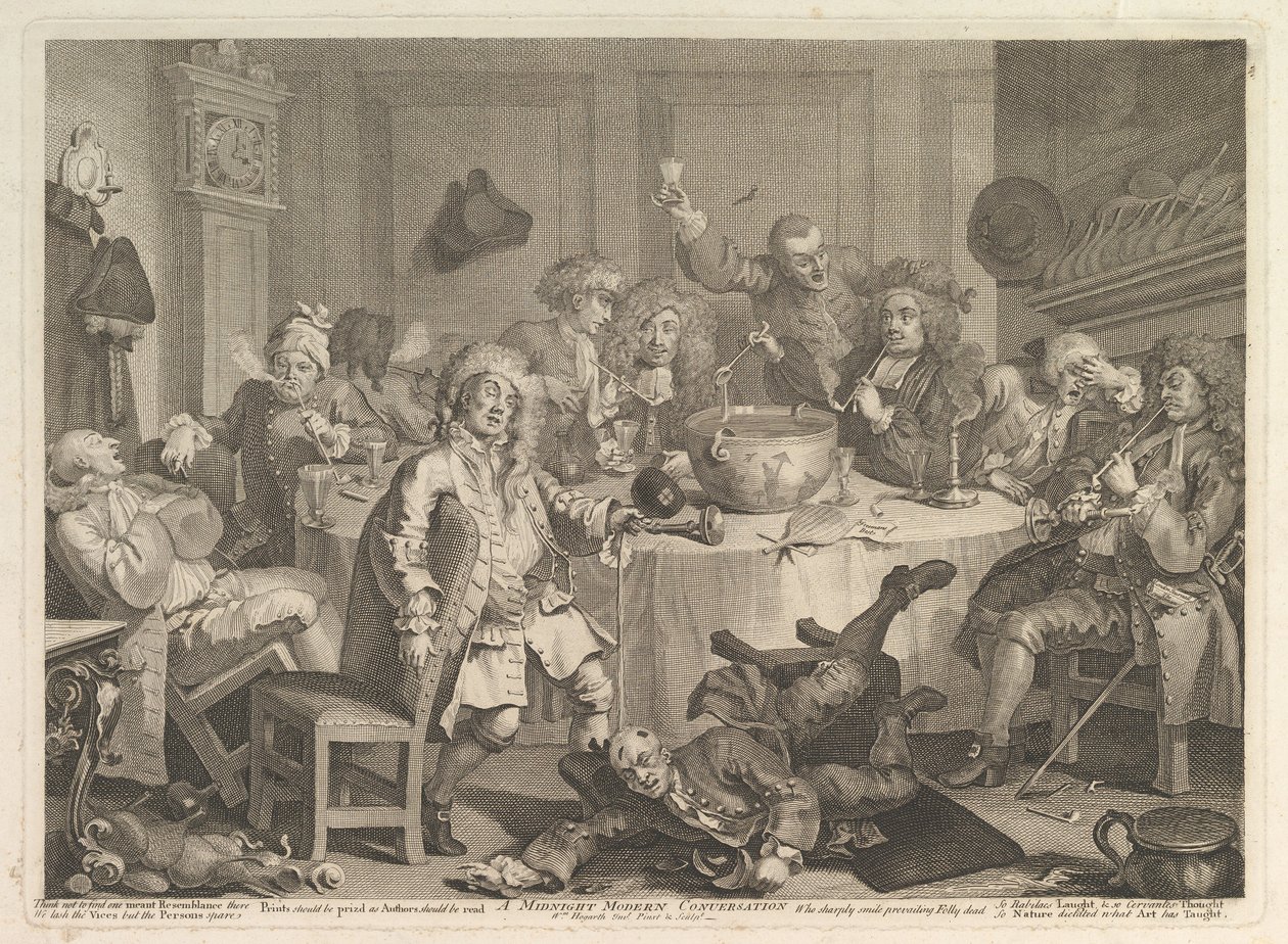 Keskiyön nykyaikainen keskustelu, maaliskuu 1732. tekijältä William Hogarth