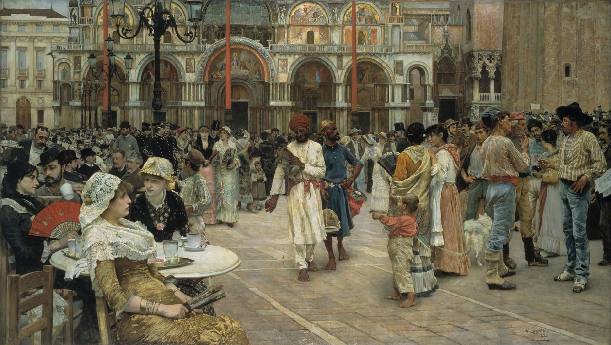 Pyhän Markuksen aukio, Venetsia, 1883. tekijältä William Logsdail