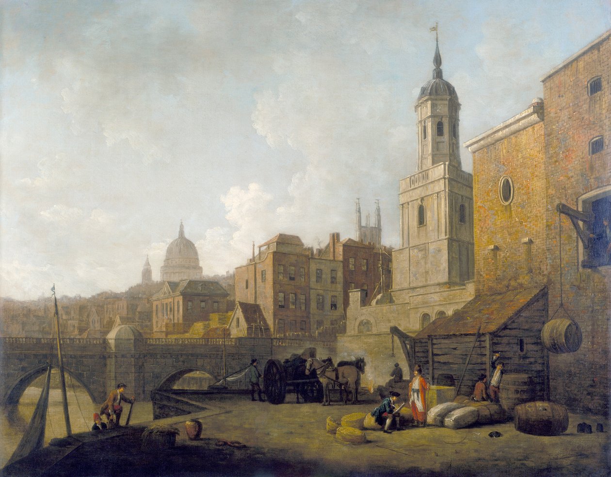 "Fresh Wharf, London Bridge", c1762. tekijältä William Marlow