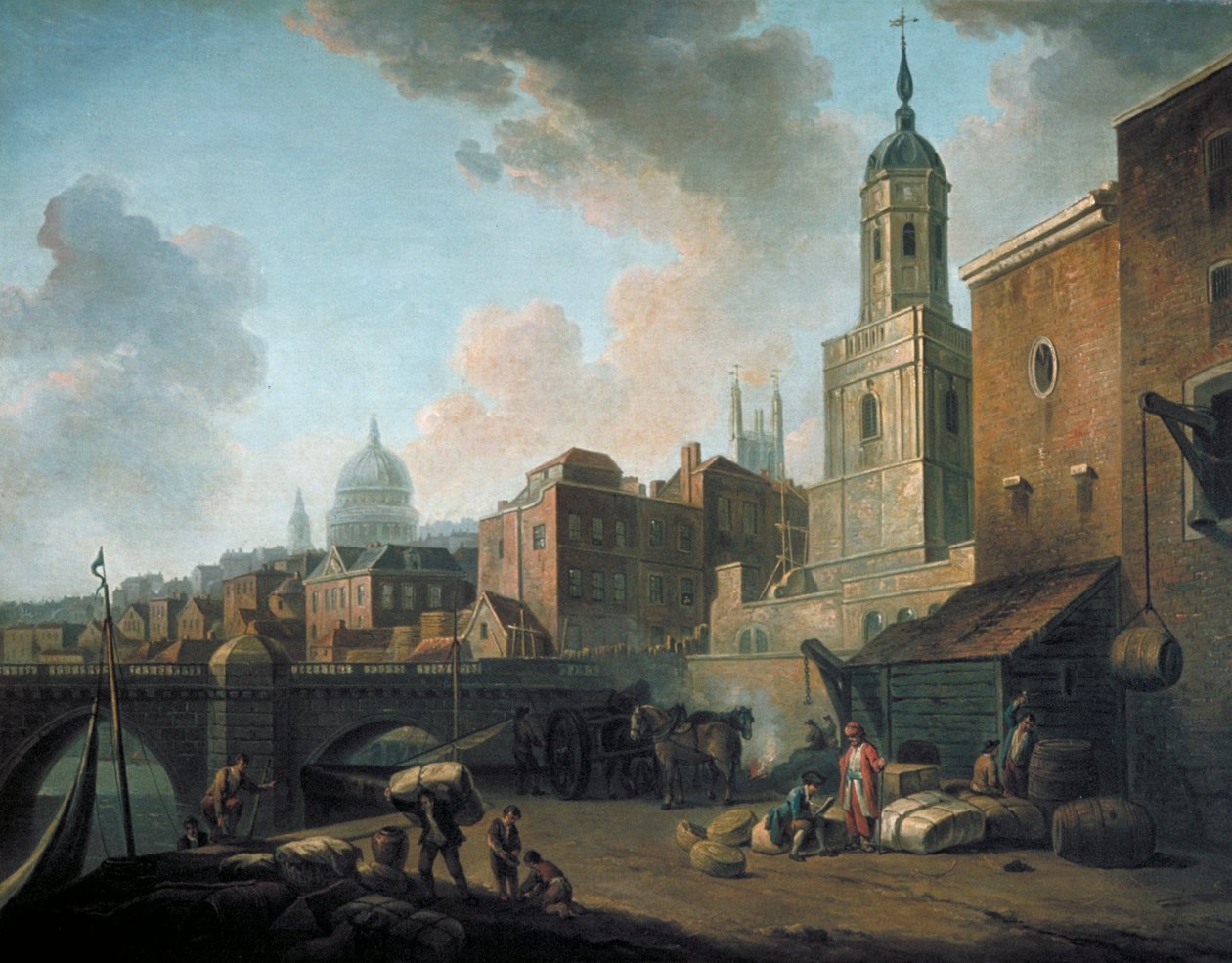 "Fresh Wharf, lähellä London Bridgeä", c1762 tekijältä William Marlow